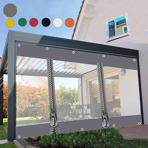 Vorhang Wasserdichter,0,5mm Schwerlast wasserdichte Plane mit Ösen,Durchsichtige Plane,für Pergola Pavillon Terrasse mit RV,Transparente Plane Abdeckung,(Höhe x Breite:2x2,8m/6.56x9.19ft) von GYUEZX