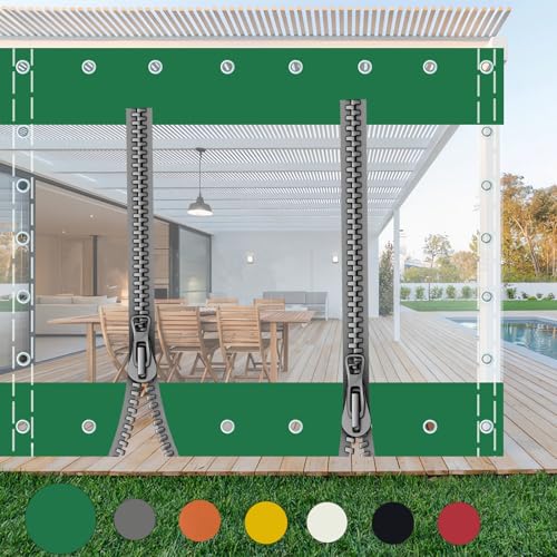 Vorhang Wasserdichter,0,5mm Schwerlast wasserdichte Plane mit Ösen,Durchsichtige Plane,für Pergola Pavillon Terrasse mit RV,Transparente Plane Abdeckung,(Höhe x Breite:2x2m/6.56x6.56ft) von GYUEZX