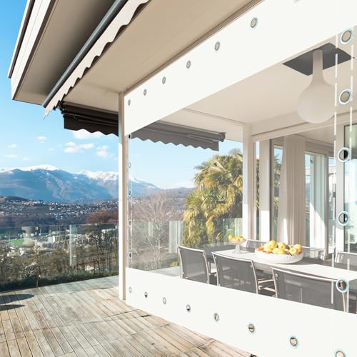 wasserdichte Plane Trennvorhang,Klarsicht Schutzplane,Pavillon Plane,Schwere Plane mit Ösen,Pergola Gazebo Transparente für Draussen Garage Terrass, (Höhe x Breite:2x3,7m/6.56x12.14ft) von GYUEZX