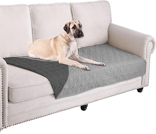 GYURO 100% wasserdichte Hundedecke-Beidseitig verfügbar und weich Hundematte für großeund kleine Hunde,Schutz für Sofa & Bett& Auto - in der Waschmaschine waschbar (Grau, 101 * 127CM) von GYURO