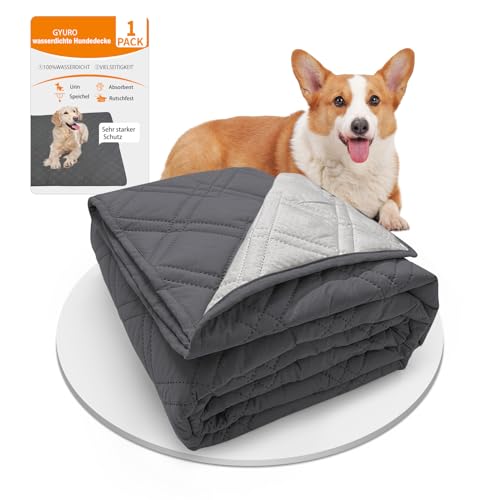 GYURO 100% wasserdichte hundedecke, hundedecke groß waschbar mit Rutschfester Rückseite, kann Möbel Bett Sofa schützen (Grau, 157 * 208CM) von GYURO