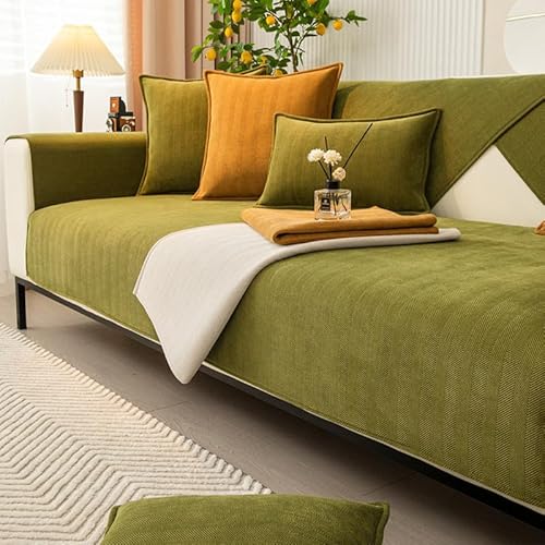 GYXXZH Sofa Überzug Grün Sofa überzug 2 und 3 sitzer Sofa Überzug L Form rutschfest couchdecke überwurf Grün-90x180cm von GYXXZH