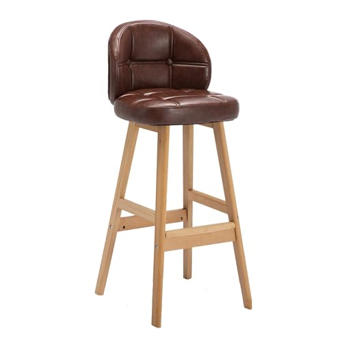 GYYDXXFC Höhenhockerstühle Mit Holzbeinen, Gepolsterte Esszimmer-Akzent-Seitenstühle Mit Verbreiterter Basis Und Gepolstertem Kissen Und Rücken, for Esszimmer, Küche(Coffee) von GYYDXXFC
