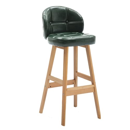 GYYDXXFC Höhenhockerstühle Mit Holzbeinen, Gepolsterte Esszimmer-Akzent-Seitenstühle Mit Verbreiterter Basis Und Gepolstertem Kissen Und Rücken, for Esszimmer, Küche(Dark Green) von GYYDXXFC