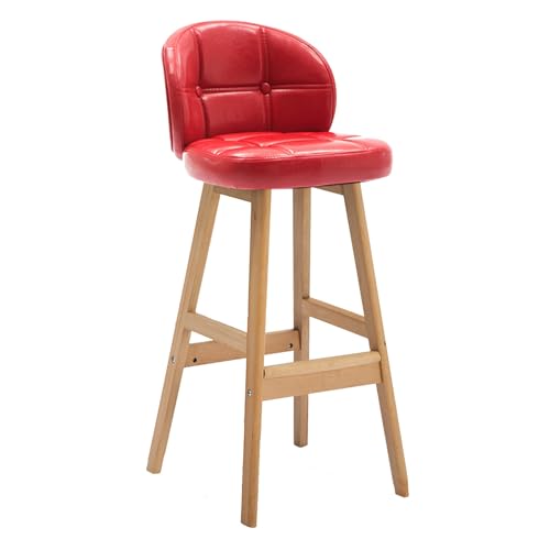 GYYDXXFC Höhenhockerstühle Mit Holzbeinen, Gepolsterte Esszimmer-Akzent-Seitenstühle Mit Verbreiterter Basis Und Gepolstertem Kissen Und Rücken, for Esszimmer, Küche(Red) von GYYDXXFC
