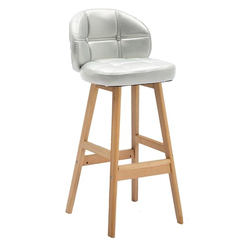 GYYDXXFC Höhenhockerstühle Mit Holzbeinen, Gepolsterte Esszimmer-Akzent-Seitenstühle Mit Verbreiterter Basis Und Gepolstertem Kissen Und Rücken, for Esszimmer, Küche(Silver) von GYYDXXFC