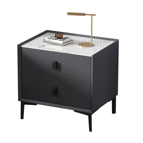 GYYDXXFC Kleiner Beistelltisch for Schlafzimmer, 2-Schubladen Kleiner Nachttisch Moderner Beistelltisch, Nachttisch for Schlafzimmer, for Schlafzimmer Wohnzimmer Büros(Dark Grey,45x40x48cm) von GYYDXXFC