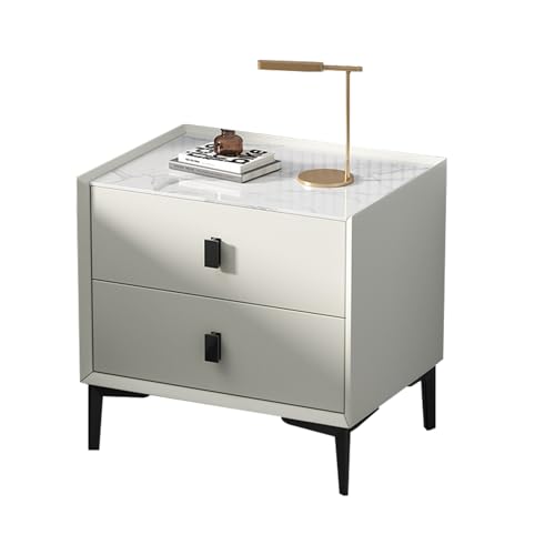 GYYDXXFC Kleiner Beistelltisch for Schlafzimmer, 2-Schubladen Kleiner Nachttisch Moderner Beistelltisch, Nachttisch for Schlafzimmer, for Schlafzimmer Wohnzimmer Büros(White,40x40x48cm) von GYYDXXFC