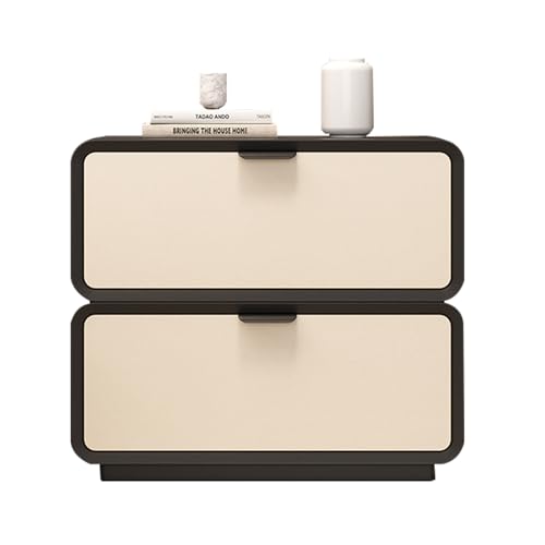 GYYDXXFC Nachttisch Aus Holz, Kleine Kommode, Schublade for Schlafzimmer Mit Gebogenem Profil, for Schlafzimmer, Wohnzimmer, Schrank(Black and White,40x40x48cm) von GYYDXXFC