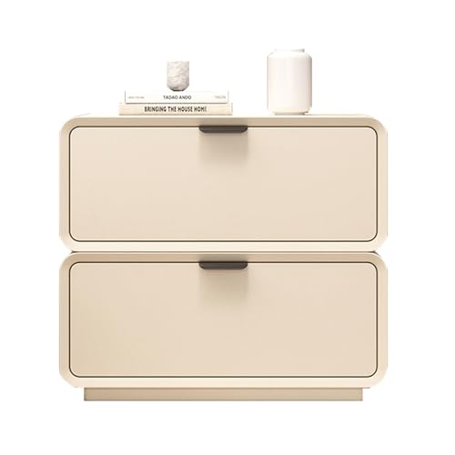 GYYDXXFC Nachttisch Aus Holz, Kleine Kommode, Schublade for Schlafzimmer Mit Gebogenem Profil, for Schlafzimmer, Wohnzimmer, Schrank(Off-White,45x40x48cm) von GYYDXXFC