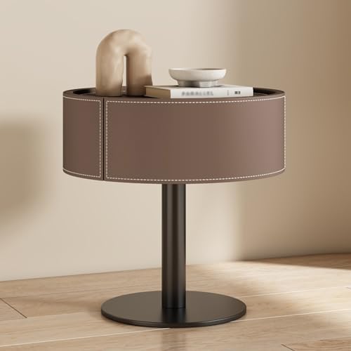 GYYDXXFC Nachttisch Aus Holz, Moderner Beistelltisch, Regal-Nachttisch, Edelstahlhalterung, Nachttisch for Schlafzimmer, for Schlafzimmer Und Kleine Räume(Dark Coffee,45x45x50cm) von GYYDXXFC