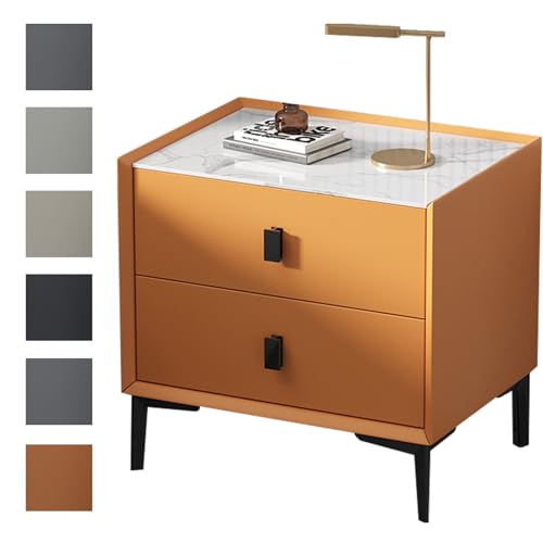 GYYDXXFC Nachttisch Mit Aufbewahrungsbeinen Aus Metall, Nachttisch Aus Holz, Geschwungenes Profildesign, Schlichter Moderner Nachttisch, for Wohnzimmer Oder Schlafzimmer(Orange,50x40x48cm) von GYYDXXFC