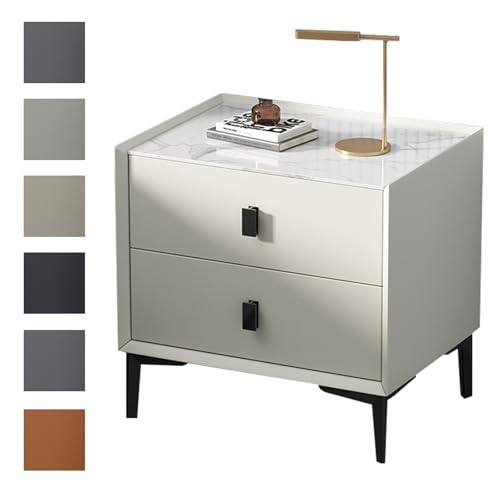 GYYDXXFC Nachttisch Mit Aufbewahrungsbeinen Aus Metall, Nachttisch Aus Holz, Geschwungenes Profildesign, Schlichter Moderner Nachttisch, for Wohnzimmer Oder Schlafzimmer(White,45x40x48cm) von GYYDXXFC
