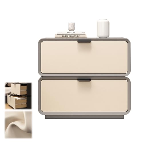 GYYDXXFC Nachttisch Mit Massivholzbeinen, Schlicht Moderner Nachttisch Mit 2 Schubladen, Kleiner Nachttisch, Nachttisch for Schlafzimmer, Wohnzimmer, Moderner Beistelltisch(Light Gray,50x40x48cm) von GYYDXXFC