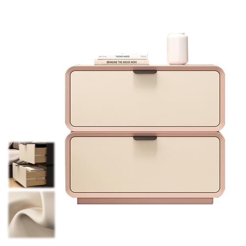 GYYDXXFC Nachttisch Mit Massivholzbeinen, Schlicht Moderner Nachttisch Mit 2 Schubladen, Kleiner Nachttisch, Nachttisch for Schlafzimmer, Wohnzimmer, Moderner Beistelltisch(Pink,50x40x48cm) von GYYDXXFC