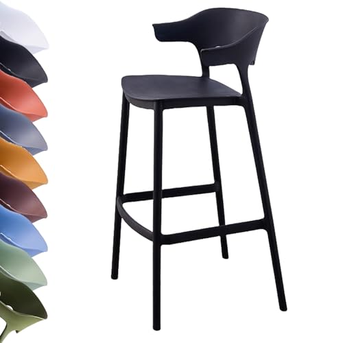 GYYDXXFC Stapelbare Küchenhocker, Höhe: 65/75 cm, Konferenzraumstuhl, Wohnzimmerstühle In Übergröße, Barstuhl for Küche, Esszimmer Und Wohnzimmer(Black,75cm) von GYYDXXFC