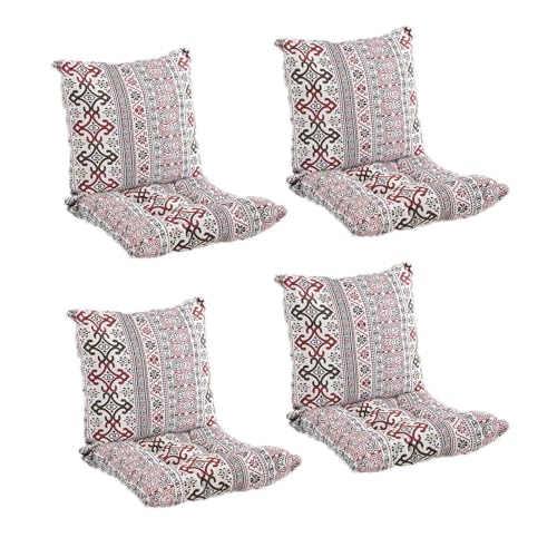 GYYFQH 1/2/4 Stück Stuhlkissen mit Rückenteil Sitz,Rückenkissen mit Bänder,40X80cm Sitzauflagen Gartenmöbel,Stuhlauflage Niedriglehner,Gartenstuhl Kissen Outdoor(A,40×40cm4pcs) von GYYFQH