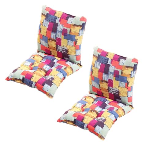 GYYFQH 1/2/4 Stück Stuhlkissen mit Rückenteil Sitz,Rückenkissen mit Bänder,40X80cm Sitzauflagen Gartenmöbel,Stuhlauflage Niedriglehner,Gartenstuhl Kissen Outdoor(J,45×45cm2pcs) von GYYFQH