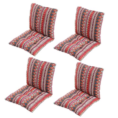 GYYFQH 1/2/4 Stück Stuhlkissen mit Rückenteil Sitz,Rückenkissen mit Bänder,40X80cm Sitzauflagen Gartenmöbel,Stuhlauflage Niedriglehner,Gartenstuhl Kissen Outdoor(O,50×50cm4pcs) von GYYFQH