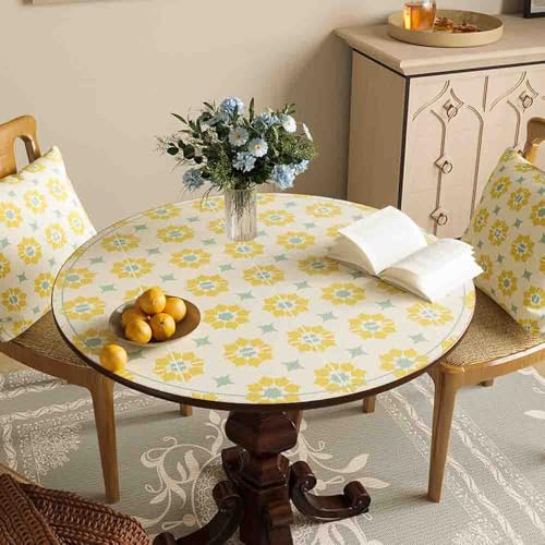 GYYFQH PU-Leder-Runde Tischunterlage Rund Esstischauflag Couchtischunterlage Hitzebeständige rutschfeste wasserdichte Für Den Esstisch in Der Küche(B,120cm Round) von GYYFQH