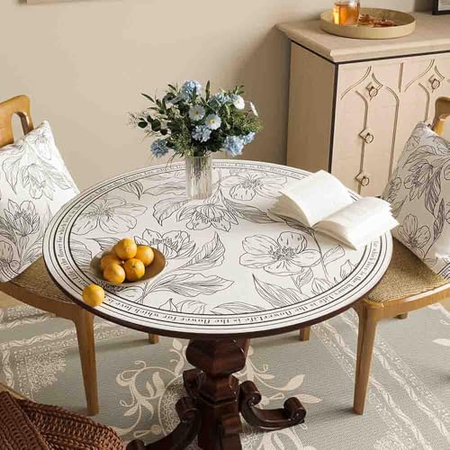 GYYFQH PU-Leder-Runde Tischunterlage Rund Esstischauflag Couchtischunterlage Hitzebeständige rutschfeste wasserdichte Für Den Esstisch in Der Küche(L,120cm Round) von GYYFQH