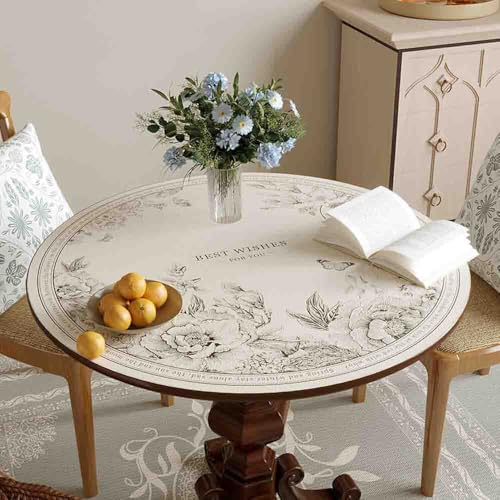 GYYFQH PU-Leder-Runde Tischunterlage Rund Esstischauflag Couchtischunterlage Hitzebeständige rutschfeste wasserdichte Für Den Esstisch in Der Küche(M,130cm Round) von GYYFQH