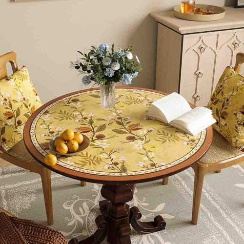 GYYFQH PU-Leder-Runde Tischunterlage Rund Esstischauflag Couchtischunterlage Hitzebeständige rutschfeste wasserdichte Für Den Esstisch in Der Küche(N,120cm Round) von GYYFQH