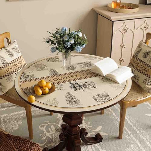 GYYFQH PU-Leder-Runde Tischunterlage Rund Esstischauflag Couchtischunterlage Hitzebeständige rutschfeste wasserdichte Für Den Esstisch in Der Küche(P,130cm Round) von GYYFQH