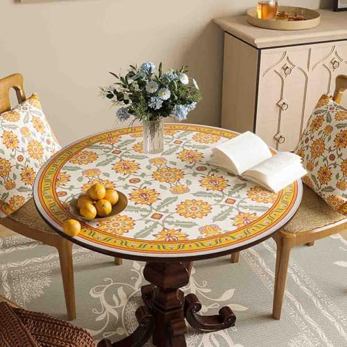 GYYFQH PU-Leder-Runde Tischunterlage Rund Esstischauflag Couchtischunterlage Hitzebeständige rutschfeste wasserdichte Für Den Esstisch in Der Küche(Q,120cm Round) von GYYFQH