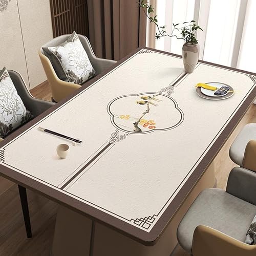 GYYFQH PU Tischdecke Tischmatte Schreibtisch Tischfolie Haushalt Küche Bürobedarf Neuer chinesischer Leder-Tischläufer Ölbeständiges, Nicht abwaschbares Tischtuch(A10,60×120cm) von GYYFQH