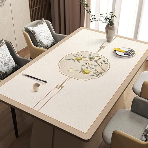 GYYFQH PU Tischdecke Tischmatte Schreibtisch Tischfolie Haushalt Küche Bürobedarf Neuer chinesischer Leder-Tischläufer Ölbeständiges, Nicht abwaschbares Tischtuch(A11,80×80cm) von GYYFQH