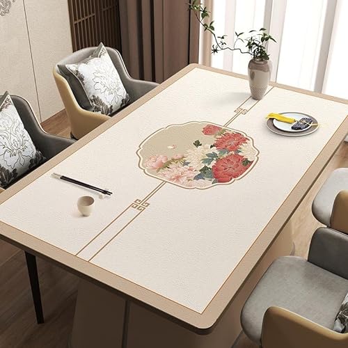 GYYFQH PU Tischdecke Tischmatte Schreibtisch Tischfolie Haushalt Küche Bürobedarf Neuer chinesischer Leder-Tischläufer Ölbeständiges, Nicht abwaschbares Tischtuch(A3,85×130cm) von GYYFQH