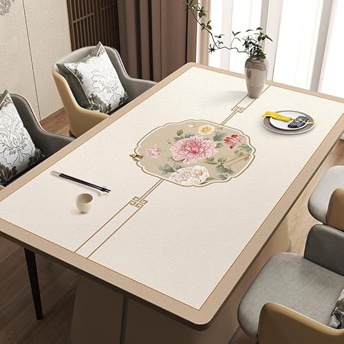 GYYFQH PU Tischdecke Tischmatte Schreibtisch Tischfolie Haushalt Küche Bürobedarf Neuer chinesischer Leder-Tischläufer Ölbeständiges, Nicht abwaschbares Tischtuch(A4,85×135cm) von GYYFQH