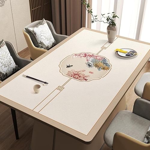 GYYFQH PU Tischdecke Tischmatte Schreibtisch Tischfolie Haushalt Küche Bürobedarf Neuer chinesischer Leder-Tischläufer Ölbeständiges, Nicht abwaschbares Tischtuch(A5,85×135cm) von GYYFQH