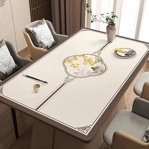GYYFQH PU Tischdecke Tischmatte Schreibtisch Tischfolie Haushalt Küche Bürobedarf Neuer chinesischer Leder-Tischläufer Ölbeständiges, Nicht abwaschbares Tischtuch(A6,60×60cm) von GYYFQH