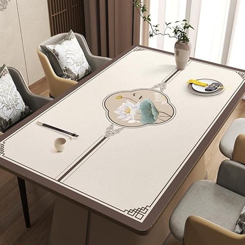 GYYFQH PU Tischdecke Tischmatte Schreibtisch Tischfolie Haushalt Küche Bürobedarf Neuer chinesischer Leder-Tischläufer Ölbeständiges, Nicht abwaschbares Tischtuch(A7,90×150cm) von GYYFQH