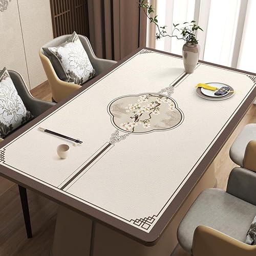 GYYFQH PU Tischdecke Tischmatte Schreibtisch Tischfolie Haushalt Küche Bürobedarf Neuer chinesischer Leder-Tischläufer Ölbeständiges, Nicht abwaschbares Tischtuch(A8,70×70cm) von GYYFQH