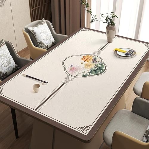 GYYFQH PU Tischdecke Tischmatte Schreibtisch Tischfolie Haushalt Küche Bürobedarf Neuer chinesischer Leder-Tischläufer Ölbeständiges, Nicht abwaschbares Tischtuch(A9,60×60cm) von GYYFQH