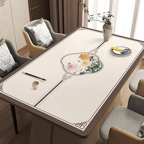 GYYFQH PU Tischdecke Tischmatte Schreibtisch Tischfolie Haushalt Küche Bürobedarf Neuer chinesischer Leder-Tischläufer Ölbeständiges, Nicht abwaschbares Tischtuch(A9,70×130cm) von GYYFQH