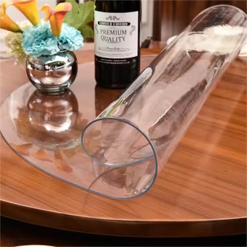GYYFQH Runde Transparente Tischfolie，2 Mm Dick，Tischschutzfolie Mit Abgeschrägten Kanten，Durchsichtiger Tischschutz Aus Klarem PVC，Für Runde Esstische, Couchtische(A,51.18inch(Round)) von GYYFQH
