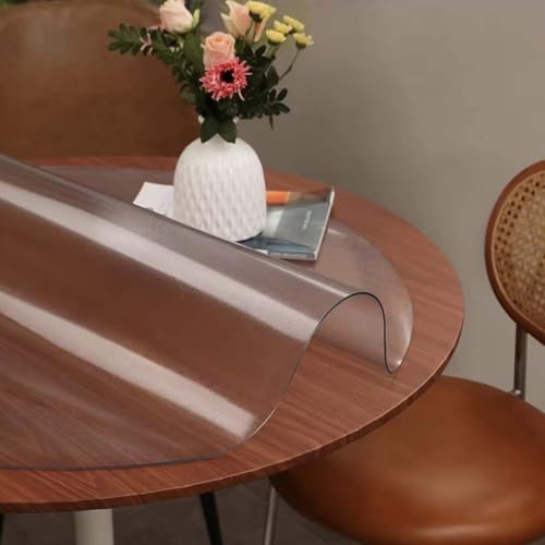 GYYFQH Runde Transparente Tischfolie，2 Mm Dick，Tischschutzfolie Mit Abgeschrägten Kanten，Durchsichtiger Tischschutz Aus Klarem PVC，Für Runde Esstische, Couchtische(B,47.24inch(Round)) von GYYFQH