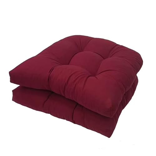 GYYFQH Stuhlkissen 2er Set, Sessel Kissen Zurück Sitzkissen Pad 48x48 cm, Sitzpolster Für Outdoor Geeignet, Outdoor Gartenstuhlkissen，Wasserdichtes Stuhlkissen(Burgundy) von GYYFQH