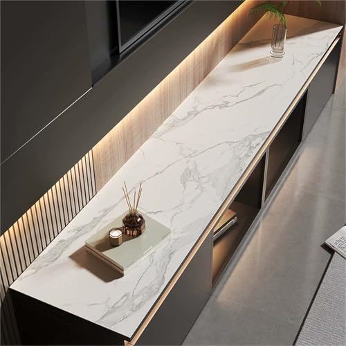 GYYFQH Tischdecke Kunstleder ，Tischdecke Pu Leder ，Imitation Marmorleder Tischdecke，Geeignet für TV-Schränke, Schuhschränke, Türmatten, Couchtischmatten(A,35×220cm) von GYYFQH