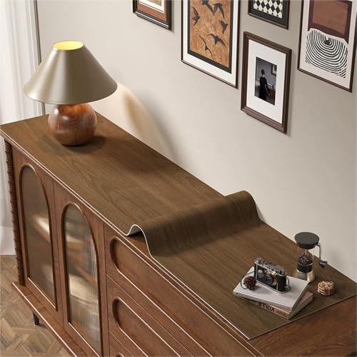 GYYFQH Tischdecke Kunstleder ，Tischdecke Pu Leder ，Tischläufer aus Lederimitat mit Holzmaserung，Geeignet für TV-Schränke, Schuhschränke, Türmatten, Couchtischmatten(B,35×220cm) von GYYFQH