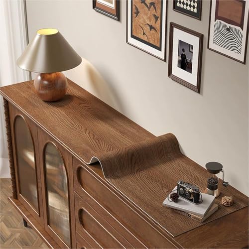 GYYFQH Tischdecke Kunstleder ，Tischdecke Pu Leder ，Tischläufer aus Lederimitat mit Holzmaserung，Geeignet für TV-Schränke, Schuhschränke, Türmatten, Couchtischmatten(D,40×180cm) von GYYFQH