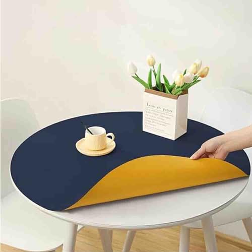 GYYFQH Tischdecke Kunstleder Rund，Tischmatte Lederoptik，Nordische Runde Ledertischdecke，Rundes PVC-Leder-Tischset，Tischdecke Dicke 2 Mm，Abwischbar Tischdecke，Rund Esstischauflag(D,55cm) von GYYFQH