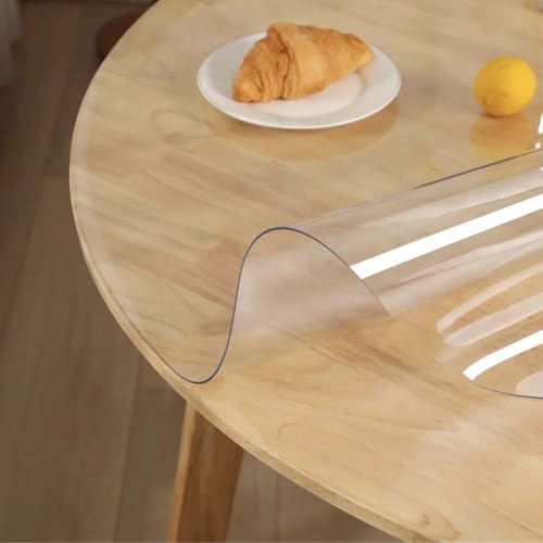 GYYFQH Tischfolie Transparent Rund,Tischdecke Rund Matt,Runden Tisch Esszimmer，Wasser, Öl und Anti-hot Tischmatte, 2 mm Dick，für Stuhlkissen, ESS- und Couchtische(A,128cm) von GYYFQH
