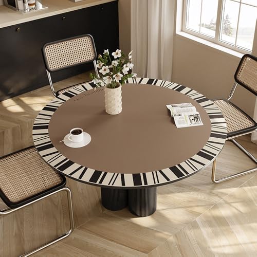 GYYFQH wasserdichte Ölbeständige Runde Tischabdeckung PU-Leder Tischunterlage Rund Esstischauflag Couchtischunterlage Hitzebeständige rutschfeste Für Den Esstisch in Der Küche(C,120cm Round) von GYYFQH