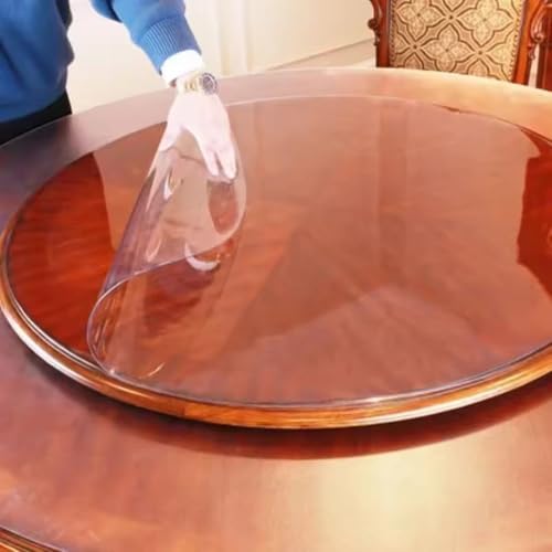 Runder transparenter Tischschutz, dick, 2 mm, hitzebeständig, wasserdicht, transparente PVC-Tischdecke für Esszimmer, Couchtisch von GYYFQH