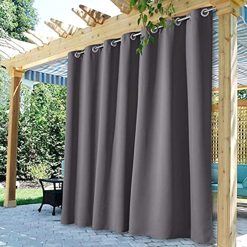 Outdoor Vorhang Sonnenschutz Thermo Outdoor Gardine mit Ösen Wasserdicht Verdunkelung Vorhang für Terrasse Garten Veranda Pergola (Color : Grau, Size : 150x200cm) von GYYN